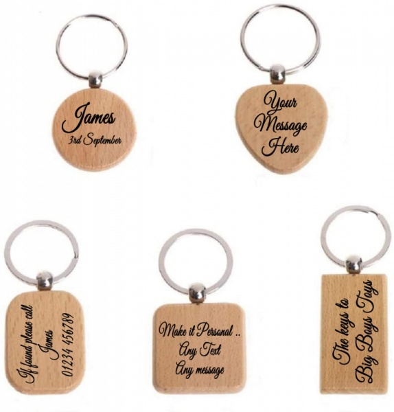 Personalised Engraved Wooden Key Ring Key Chain